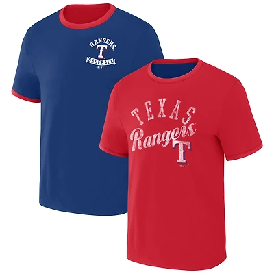 Men's Darius Rucker Collection by Fanatics Royal/Red Texas Rangers Two-Way Ringer Reversible T-Shirt