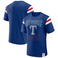 Men's Darius Rucker Collection by Fanatics Royal Texas Rangers Distressed Sleeve Stripe T-Shirt
