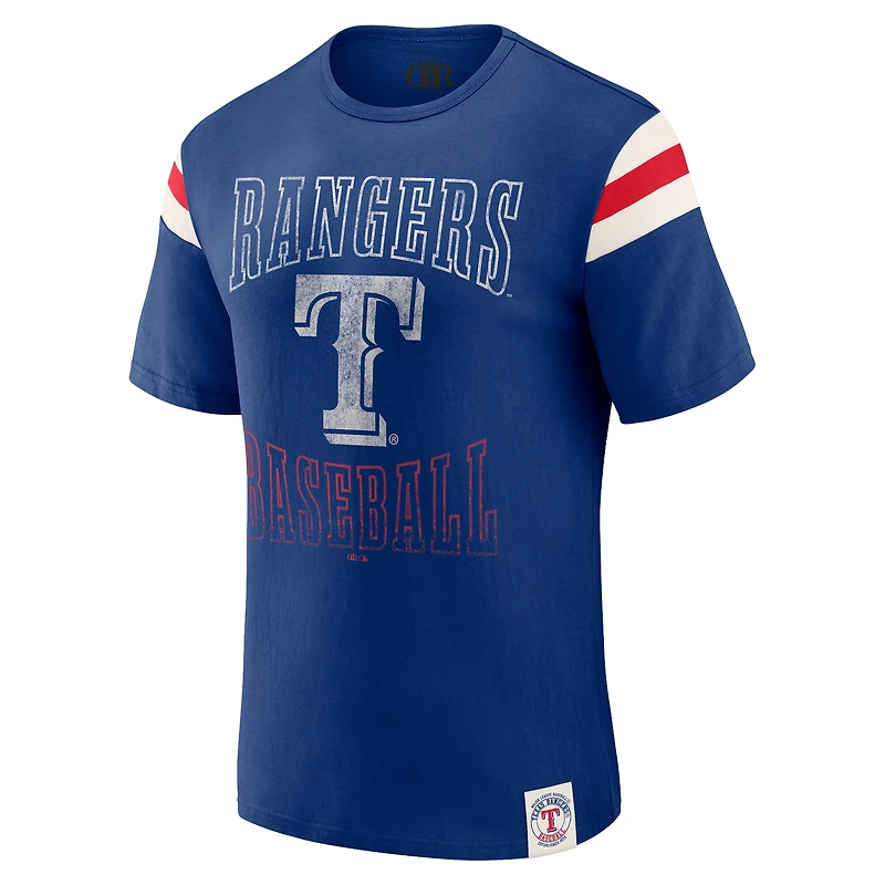 Men's Darius Rucker Collection by Fanatics Royal Texas Rangers Distressed Sleeve Stripe T-Shirt