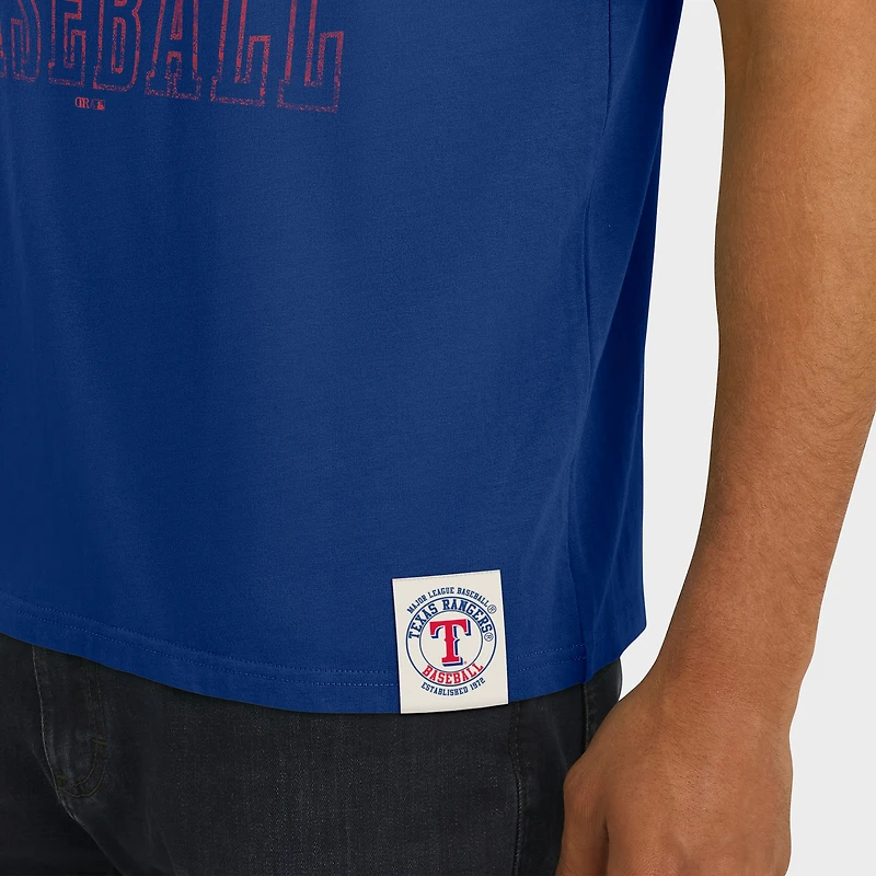 Men's Darius Rucker Collection by Fanatics Royal Texas Rangers Distressed Sleeve Stripe T-Shirt