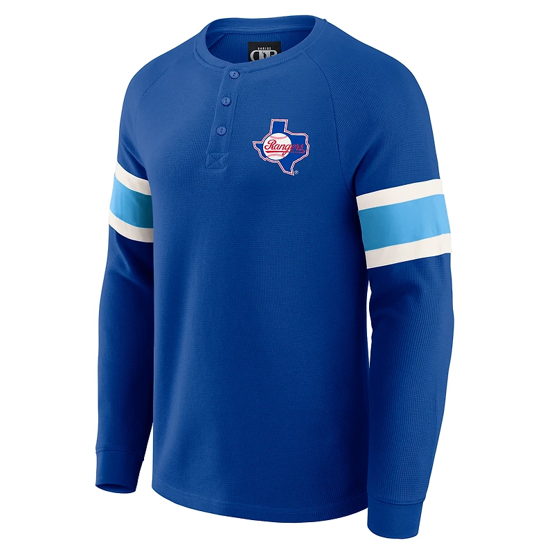 Men's Darius Rucker Collection by Fanatics Royal Texas Rangers Waffle-Knit Raglan Long Sleeve Henley T-Shirt