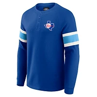 Men's Darius Rucker Collection by Fanatics Royal Texas Rangers Waffle-Knit Raglan Long Sleeve Henley T-Shirt