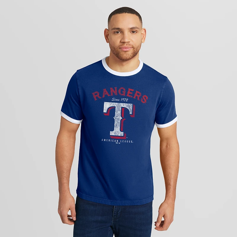 Men's Darius Rucker Collection by Fanatics Royal Texas Rangers Washed Ringer T-Shirt