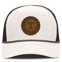 Men's Fanatics Cream/Brown Texas Rangers Level Up Bronco Adjustable Trucker Hat