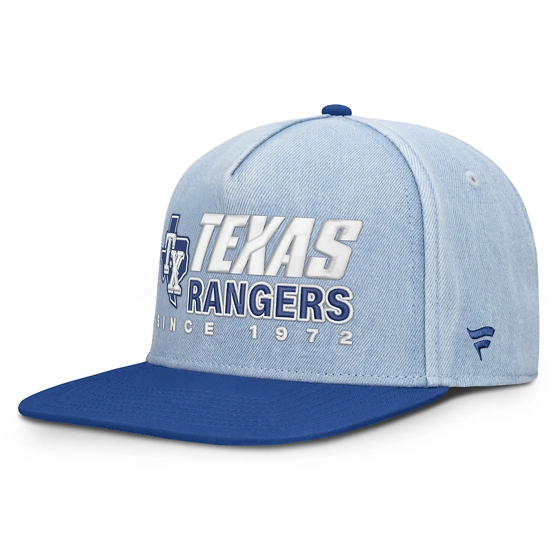 Casquette à visière double pour homme Fanatics Denim Texas Rangers