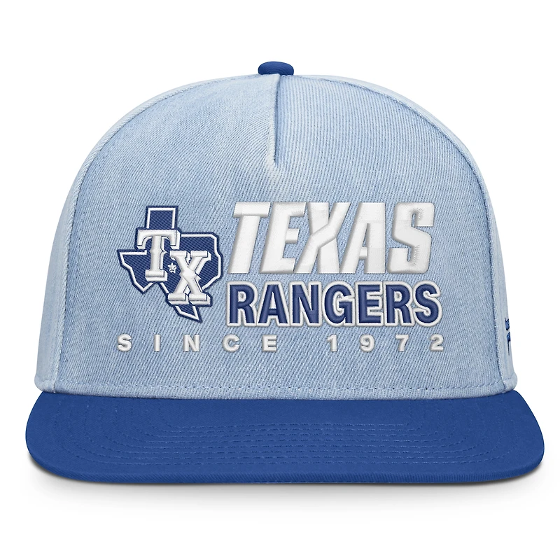 Men's Fanatics Denim Texas Rangers Twinbill Snapback Hat