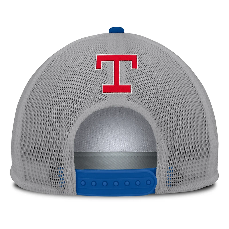 Men's Fanatics Gray/White Texas Rangers Cranked Foam Front Patch Trucker Adjustable Hat