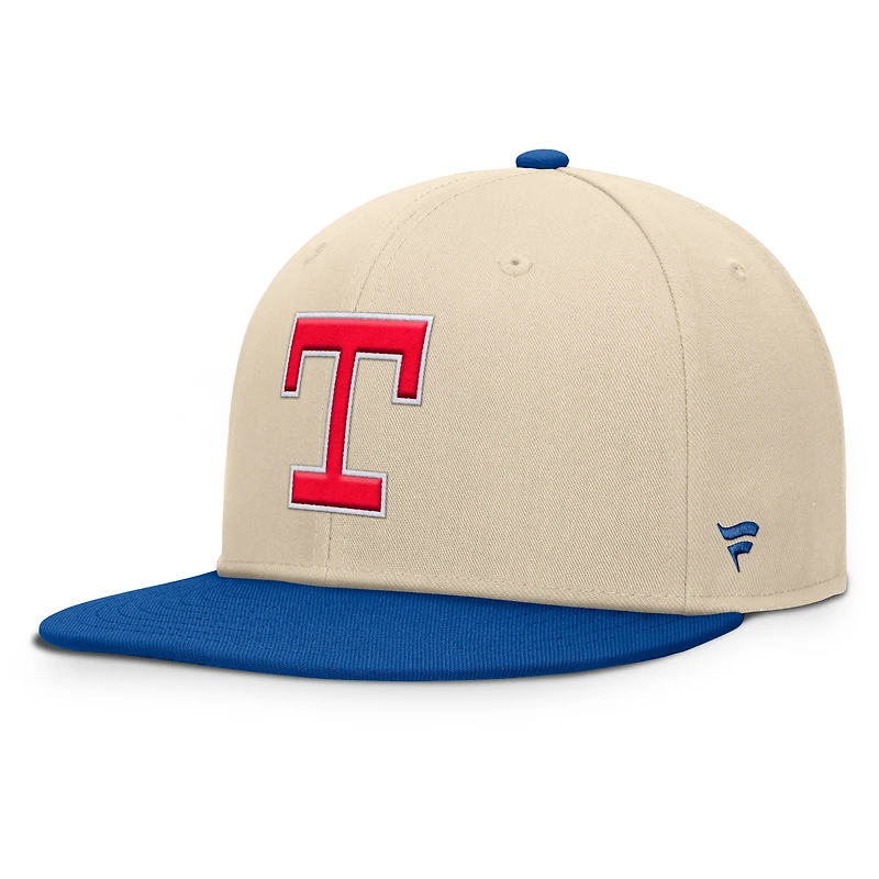Men's Fanatics Natural/Royal Texas Rangers Cooperstown Collection Bounder Snapback Hat