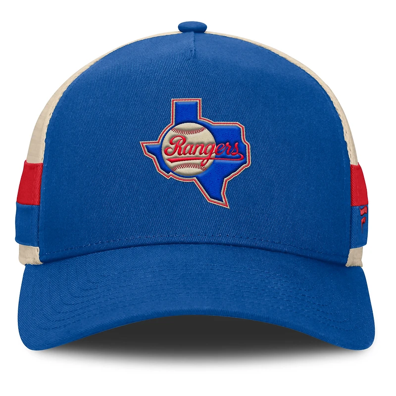 Casquette ajustable Fanatics Royal/Natural Texas Rangers pour homme, avec rayures latérales héritées