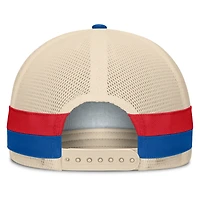 Men's Fanatics Royal/Natural Texas Rangers Inherited Side Stripe Trucker Adjustable Hat