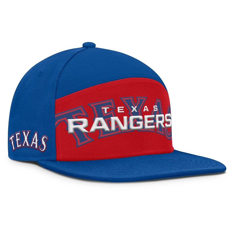 Casquette Snapback Fanatics Royal/Red Texas Rangers Clubhouse Splitter pour homme