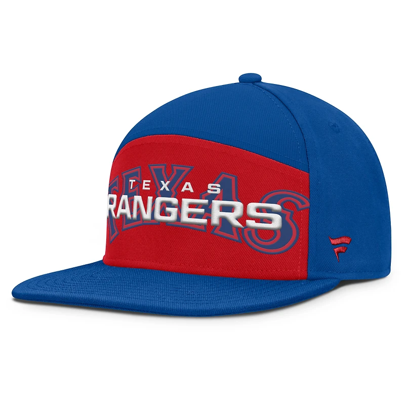 Casquette Snapback Fanatics Royal/Red Texas Rangers Clubhouse Splitter pour homme