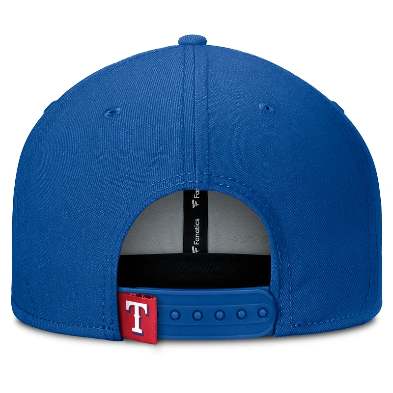 Casquette Snapback Fanatics Royal/Red Texas Rangers Clubhouse Splitter pour homme