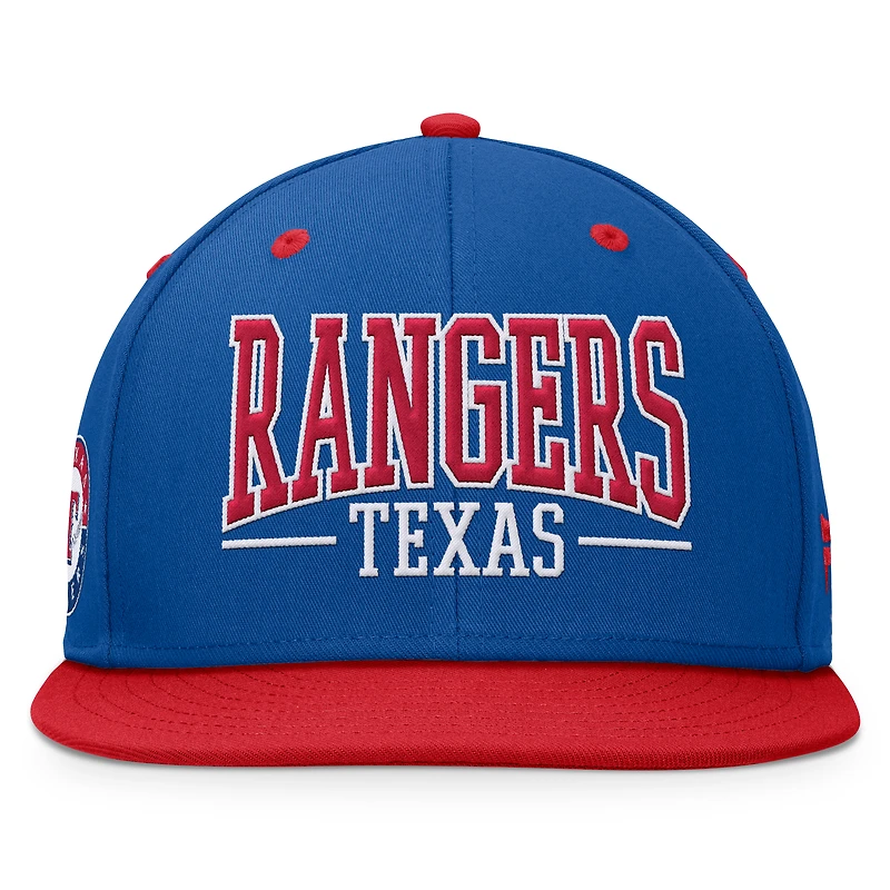 Casquette Snapback Fundamental Bold Fanatics Royal/Rouge Texas Rangers pour hommes