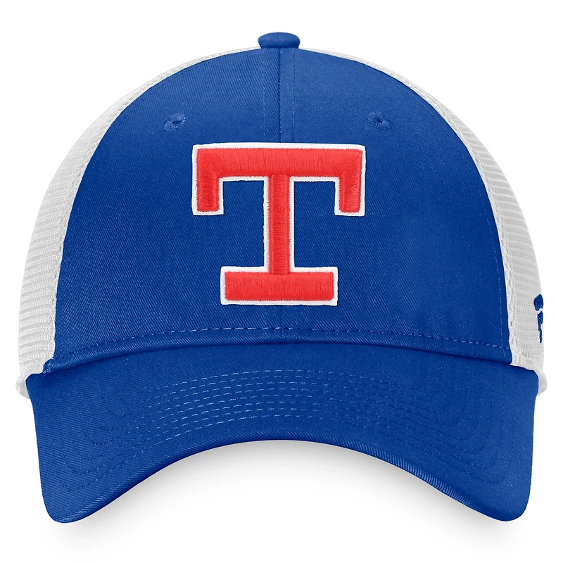 Men's Fanatics Royal/White Texas Rangers Cooperstown Collection Core Trucker Snapback Hat