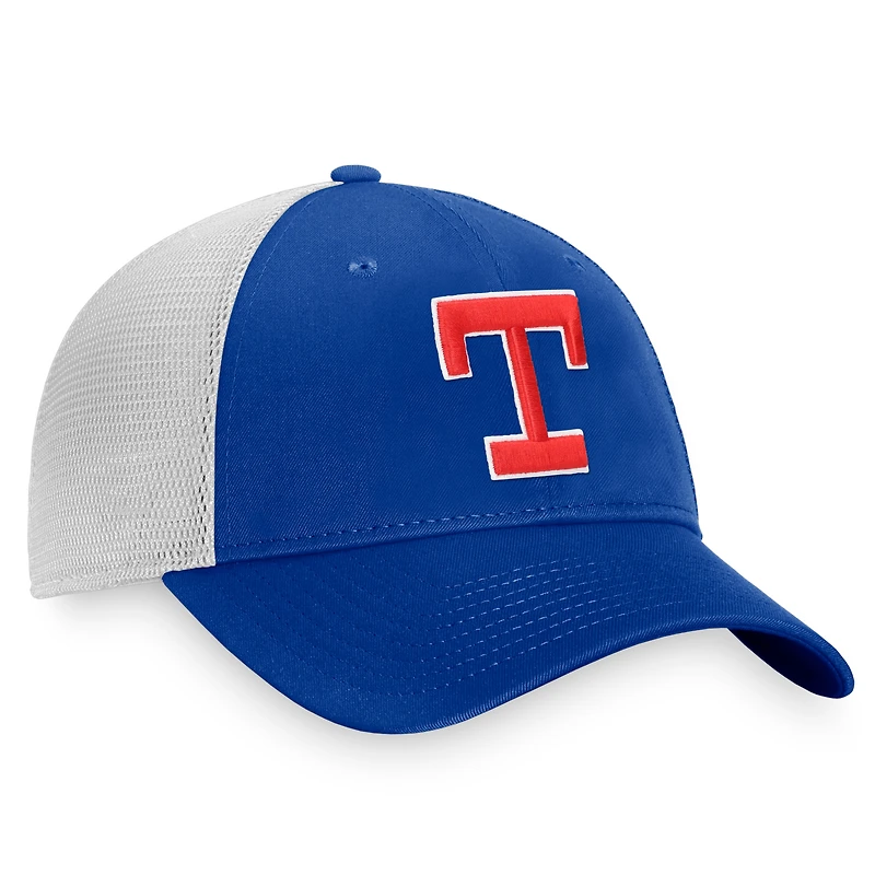 Men's Fanatics Royal/White Texas Rangers Cooperstown Collection Core Trucker Snapback Hat