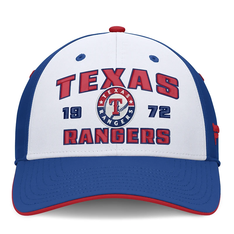 Casquette structurée flexible Jammed pour homme, coloris royal/blanc, des Texas Rangers (Fanatics).