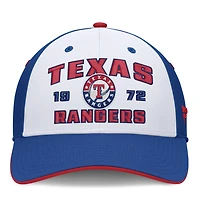 Casquette structurée flexible Jammed pour homme, coloris royal/blanc, des Texas Rangers (Fanatics).