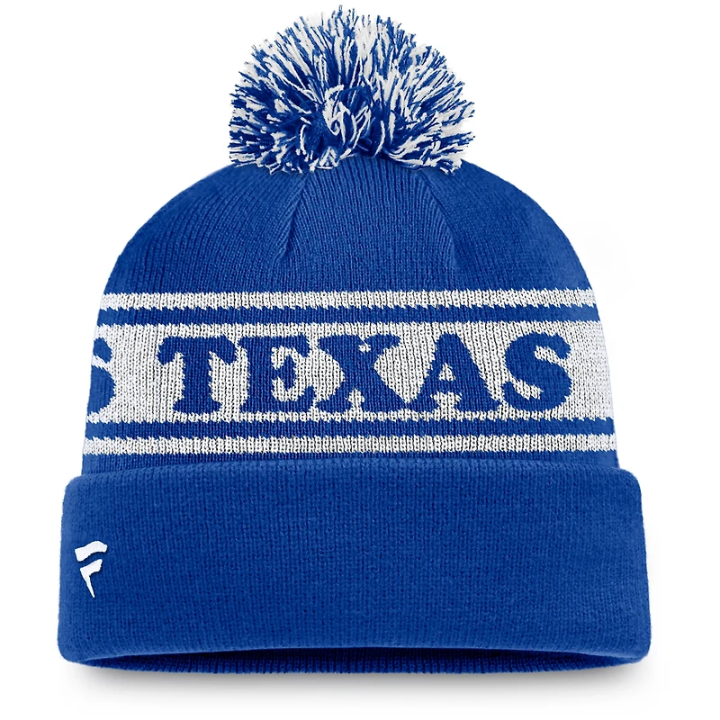 Men's Fanatics Royal/White Texas Rangers Sport Resort Cuffed Knit Hat with Pom
