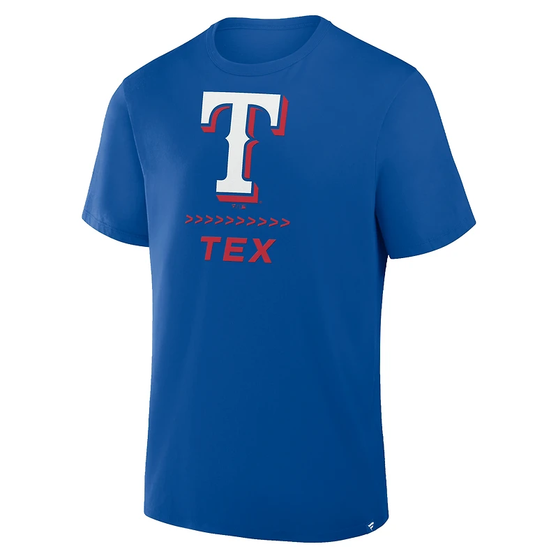 T-shirt Fanatics Royal Texas Rangers Clubhouse Legacy Side Swipe pour homme