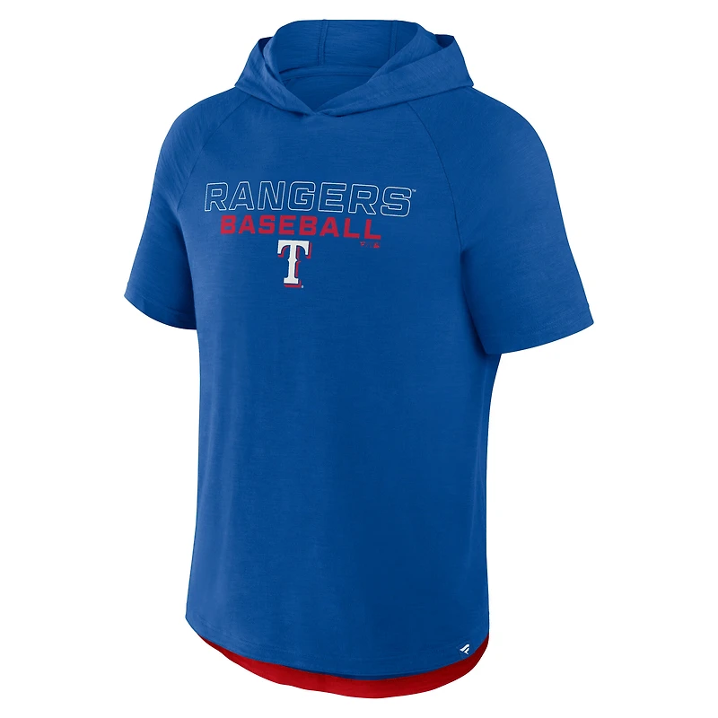 T-shirt à capuche raglan Fanatics Royal Texas Rangers Clubhouse Optimal Play pour homme