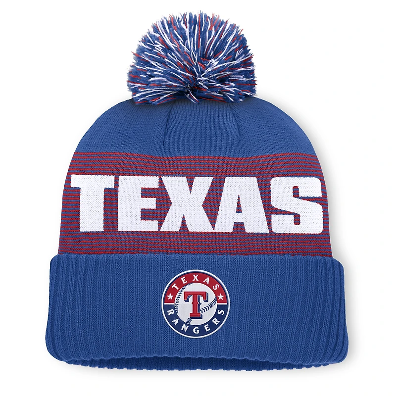 Men's Fanatics Royal Texas Rangers Striate Cuffed Knit Hat with Pom