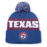 Men's Fanatics Royal Texas Rangers Striate Cuffed Knit Hat with Pom