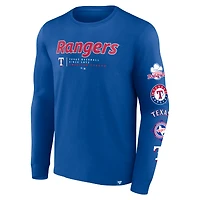 T-shirt à manches longues Fanatics Royal Texas Rangers Strike the Goal pour hommes