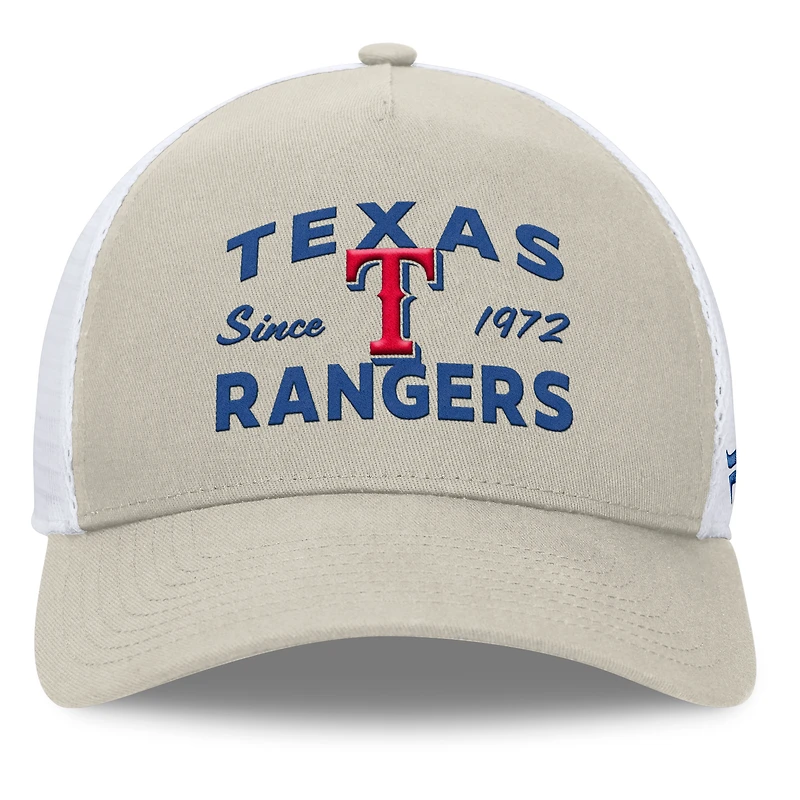Casquette réglable de camionneur A-Frame Stone Texas Rangers Fanatics pour hommes
