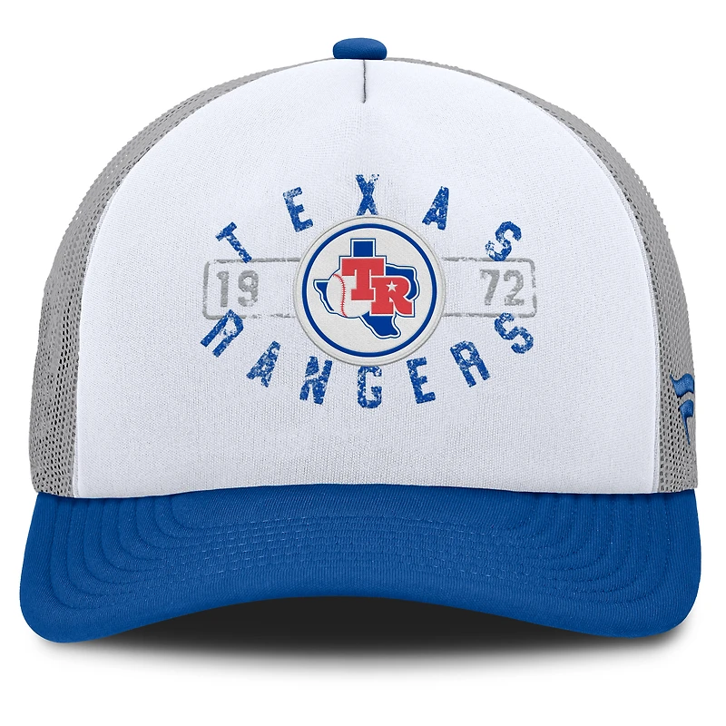 Men's Fanatics White/Royal Texas Rangers Designated A-Frame Foam Front Trucker Adjustable Hat