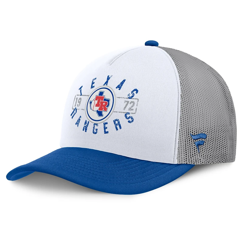 Men's Fanatics White/Royal Texas Rangers Designated A-Frame Foam Front Trucker Adjustable Hat