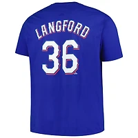 Men's Fanatics Wyatt Langford Royal Texas Rangers Big & Tall Name Number T-Shirt