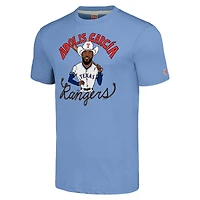 Men's Homage Adolis García Light Blue Texas Rangers Caricature Player Tri-Blend T-Shirt
