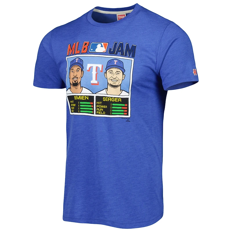 T-shirt Tri-Blend Hommage Corey Seager & Marcus Semien Heathered Royal Texas Rangers MLB Jam pour hommes