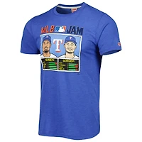 T-shirt Tri-Blend Hommage Corey Seager & Marcus Semien Heathered Royal Texas Rangers MLB Jam pour hommes