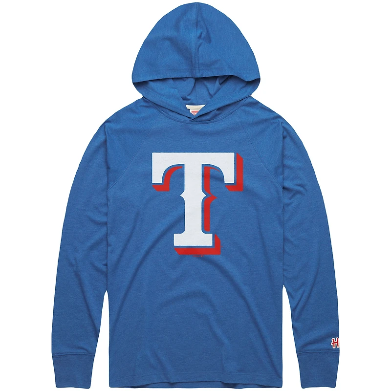 Men's Homage Light Blue Texas Rangers Lightweight Raglan Tri-Blend Pullover Hoodie