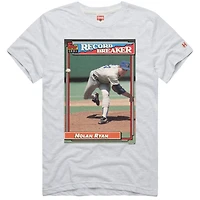 Men's Homage Nolan Ryan Ash Texas Rangers 1991 Topps Baseball Card Player T-Shirt
