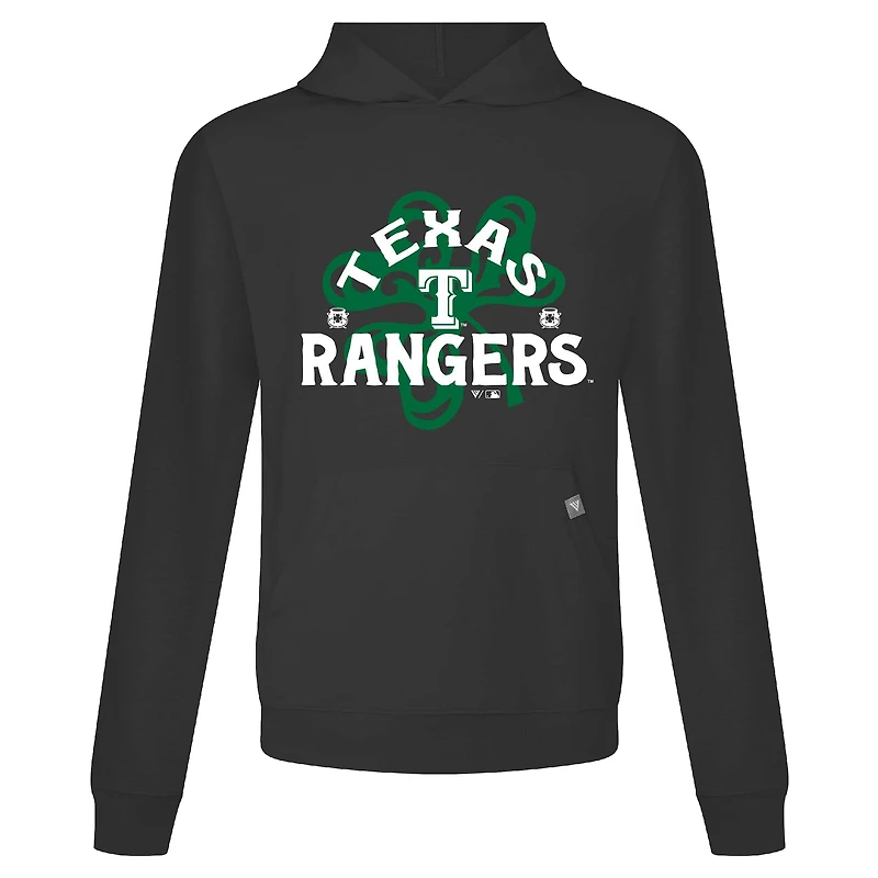 Men's Levelwear Black Texas Rangers St. Patrick's Day Relay Shamrock Pullover Hoodie