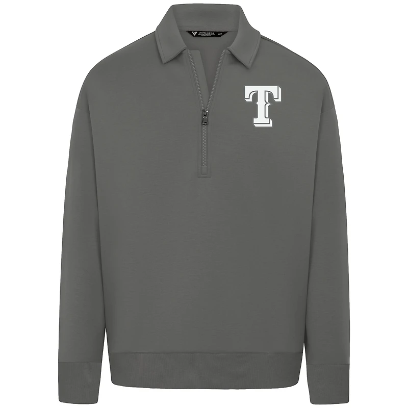 Men's Levelwear Gray Texas Rangers Luxe Signature Quarter-Zip Pullover