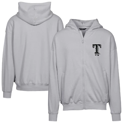 Sweat à capuche zippé surdimensionné Texas Rangers gris pour homme Levelwear Uphill Digital Camo