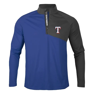 Men's Levelwear Royal/Charcoal Texas Rangers Pinnacle Quarter-Zip Pullover Top