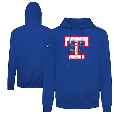 Men's Levelwear Royal Texas Rangers Cooperstown Collection Distressed Podium Acumen Pullover Hoodie
