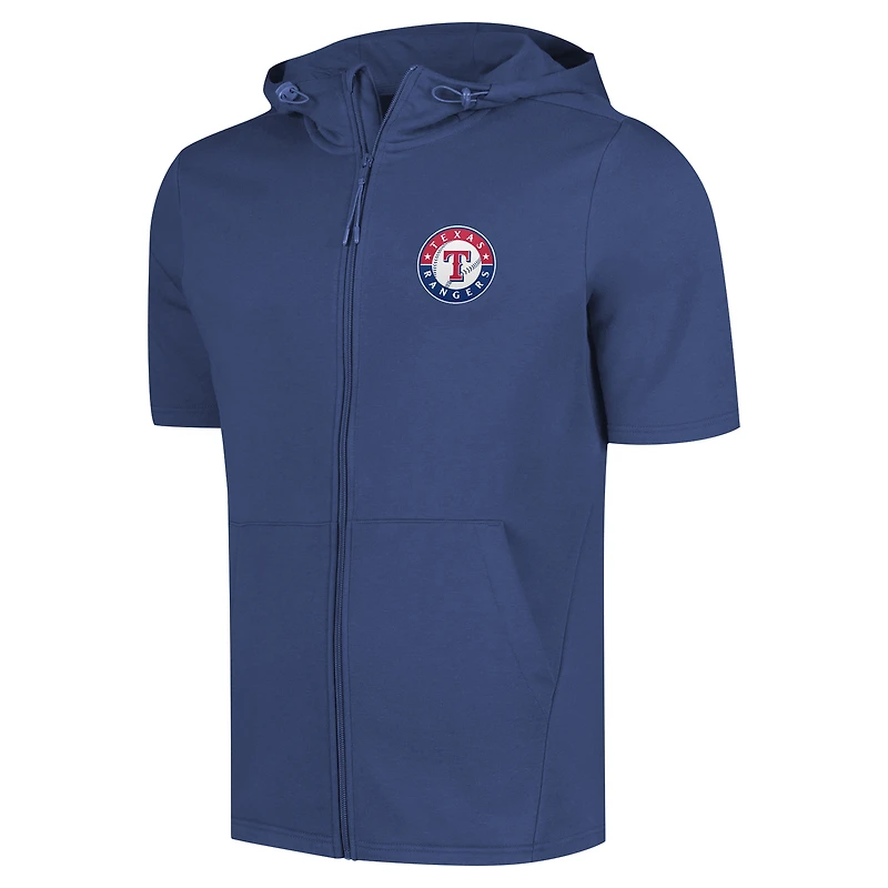 Levelwear pour hommes Royal Texas Rangers Recruit Sweat à capuche entièrement zippé manches courtes