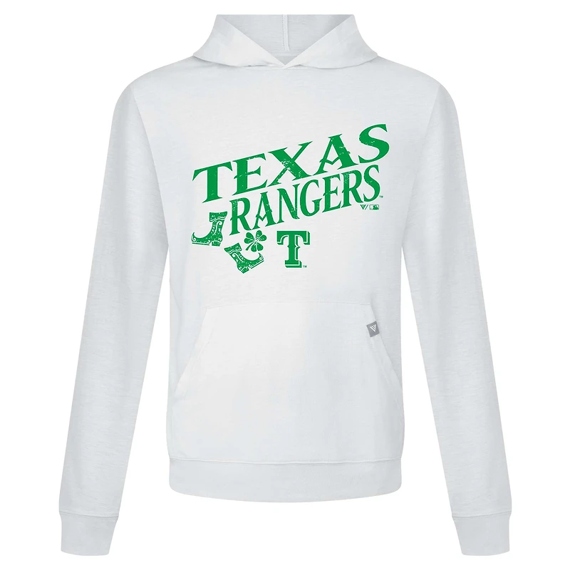 Sweat à capuche blanc pour homme avec bottes de relais Texas Rangers St. Patrick's Day