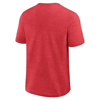 Men's Logo Athletic Heather Red Texas Rangers Top Notch T-Shirt
