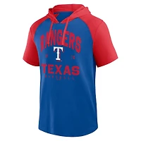 Men's Logo Athletic Royal Texas Rangers Prime Raglan Short Sleeve Hoodie T-Shirt