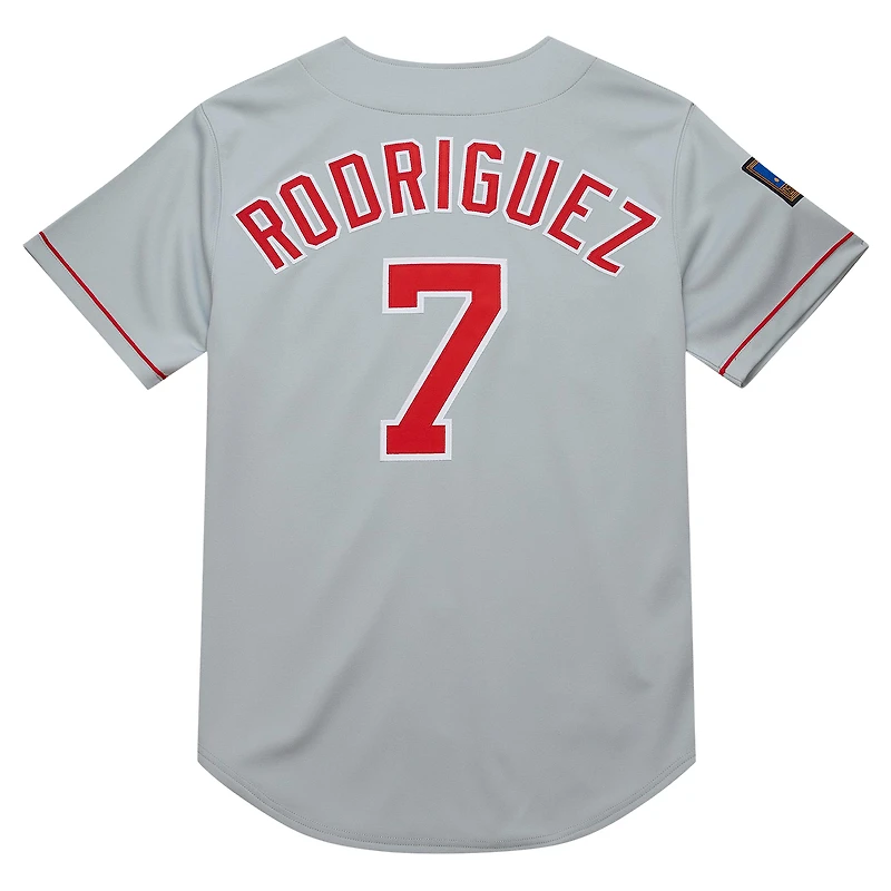 Mitchell & Ness Ivan Rodriguez gris Texas Rangers 1994 Cooperstown Collection authentique maillot foncé pour hommes