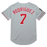 Mitchell & Ness Ivan Rodriguez gris Texas Rangers 1994 Cooperstown Collection authentique maillot foncé pour hommes