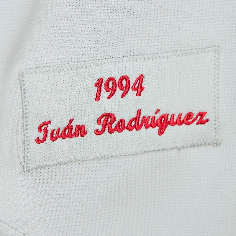 Mitchell & Ness Ivan Rodriguez gris Texas Rangers 1994 Cooperstown Collection authentique maillot foncé pour hommes