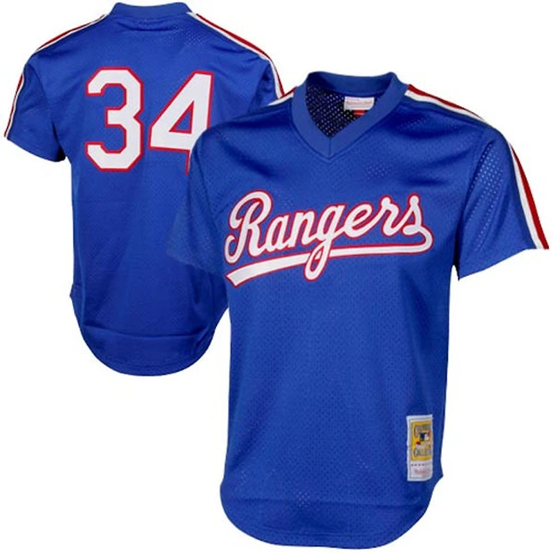Mitchell & Ness Nolan Ryan Royal Texas Rangers 1989 Authentique Cooperstown Collection Maillot d'entraînement au bâton en maille pour hommes